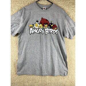 Angry Birds Mens Sz L Short Sleeve Graphic Print T-Shirt Gray